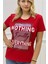 Büyük Beden Premium Pamuk Yazılı Crystal Taş Baskılı Bisiklet Yaka Rahat Şık Kadın T-Shirt 3