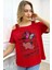 Büyük Beden Siyah Omuzları Açık Baskılı Crystal Taşlı Pamuk Kadın T-Shirt 4