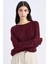 Regular Fit Bisiklet Yaka Basic Düz Bordo Triko Kazak D6281AX25SP 1