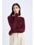 Regular Fit Bisiklet Yaka Basic Düz Bordo Triko Kazak D6281AX25SP 4