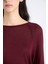 Regular Fit Bisiklet Yaka Basic Düz Bordo Triko Kazak D6281AX25SP 5