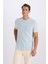 Slim Fit Dar Kesim Bisiklet Yaka Krinkıl Kısa Kollu Tişört D7225AX25SP 1