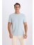 Slim Fit Dar Kesim Bisiklet Yaka Krinkıl Kısa Kollu Tişört D7225AX25SP 3