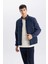 Slim Fit Dar Kesim Dik Yaka Lastikli ve Fermuarlı Su Geçirmez Mont D7532AX25SP 4