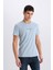 %100 Pamuk Slim Fit Dar Kesim Bisiklet Yaka Baskılı Kısa Kollu Tişört X3932AZ25SM 3