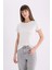 Regular Fit Bisiklet Yaka Basic Düz Kısa Kollu Beyaz Tişört W7299AZ25SP 1