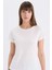Regular Fit Bisiklet Yaka Basic Düz Kısa Kollu Beyaz Tişört W7299AZ25SP 4