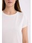 Regular Fit Bisiklet Yaka Basic Düz Kısa Kollu Beyaz Tişört W7299AZ25SP 5