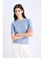 Regular Fit Basic Düz Bisiklet Yaka Kısa Kollu Triko Kazak E6810AX25SP 3