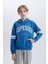 Erkek Çocuk 2'li Takım Kalın Kapüşonlu Baskılı Sweatshirt Beli Lastikli Eşofman Altı D3565A824WN 3