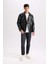 Slim Fit Dar Kesim Polo Yaka Astarlı Fermuarlı Suni Deri Mont C5715AX25SP 2