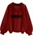 Kadın 3 Iplik Kırmızı Comfort In Paris Baskılı V Yaka Oversize Sweatshirt 1