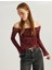 Asimetrik Kayık Yaka Omzu Açık Dantelli Uzun Kollu Tişört 1