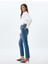 Düz Kısa Paça Kot Pantolon Standart Bel Düğmeli Cepli Pamuklu - Slim Straight Fit Jean 2