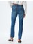 Düz Kısa Paça Kot Pantolon Standart Bel Düğmeli Cepli Pamuklu - Slim Straight Fit Jean 4
