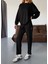 TKM-1105 Siyah Oysh Kumaş Salaş Bluz Çimalı Havuç Pantolon Ikili Takım 4
