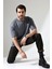 %100 Pamuk Basic Model Kaşkorseli Kısa Kol Oversize Erkek T-Shirt 21909 Boyalı Gri 3