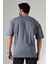 %100 Pamuk Basic Model Kaşkorseli Kısa Kol Oversize Erkek T-Shirt 21909 Boyalı Gri 4