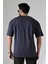 %100 Pamuk Basic Model Kaşkorseli Kısa Kol Oversize Erkek T-Shirt 21909 Füme 4