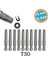 Bits Uç Mıknatıslı Torx T30 75 mm 10'lu Set Kutulu Manyetik 1/4" Matkap Ucu Tork 7.5 cm Uzunluk 1