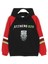 Baskılı Kolları Çizgili Erkek Çocuk Kapüşonlu Sweatshirt Siyah Kırmızı 001-0001981 1