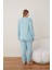 Kadın Raporlu Interlok Kumaş Büyük Beden Düğmeli Pijama Takımı Ma 5