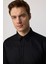 Slim Fit Armürlü Kravatlık, Siyah Erkek Gömlek 1