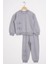 Önü Fiyonklu Gri Melanj Renk Kız Çocuk Esofman Takım 1