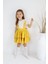 Kız Çocuk Helen Sarı Askılı Kat Kat Bağlama Jile Elbise Dantel Detay Ekru Kısa Kollu Bluz Takım TKM-0181.4 3