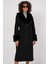 9149 Kürk Detay Uzun Kaban - Siyah 3