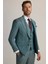 Erkek Yeşil Slim Fit Sivri Yaka Yelekli %100 Yün Takım Elbise 3