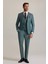 Erkek Yeşil Slim Fit Sivri Yaka Yelekli %100 Yün Takım Elbise 5