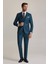 Erkek Yeşil Slim Fit Sivri Yaka Yelekli %100 Yün Takım Elbise 3