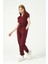 Bordo Likralı Scrubs Jogger Paça Doktor Hemşire Forması Yarasa Kol Takım Unisex 1