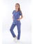 Unisex Soft Likra Fırtına Mavi Hemşire ve Doktor Üniforması Cerrahi Takım Scrubs 1