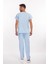 Unisex Soft Likra Bebe Mavi Hemşire ve Doktor Üniforması Cerrahi Takım Scrubs 3