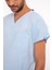 Unisex Soft Likra Bebe Mavi Hemşire ve Doktor Üniforması Cerrahi Takım Scrubs 4