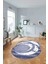 Dijital Lazer Kesim Daire Desen Yıkanabilir Kaymaz Yolluk Mutfak Salon Halısı, Lazer-33-Lacivert, 2