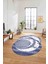 Dijital Lazer Kesim Daire Desen Yıkanabilir Kaymaz Yolluk Mutfak Salon Halısı, Lazer-33-Lacivert, 4