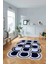 Dijital Lazer Kesim Daire Motifli Yıkanabilir Kaymaz Yolluk Mutfak Salon Halısı, Lazer-50-Lacivert, 4