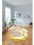 Dijital Lazer Kesim Daire Desen Yıkanabilir Kaymaz Yolluk Mutfak Salon Halısı, Lazer-33-Gold, 2