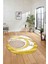 Dijital Lazer Kesim Daire Desen Yıkanabilir Kaymaz Yolluk Mutfak Salon Halısı, Lazer-33-Gold, 3