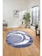 Dijital Lazer Kesim Daire Desen Yıkanabilir Kaymaz Yolluk Mutfak Salon Halısı, Lazer-33-Lacivert, 3