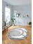 Dijital Lazer Kesim Daire Desen Yıkanabilir Kaymaz Yolluk Mutfak Salon Halısı, Lazer-33-Gri, 2