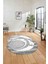 Dijital Lazer Kesim Daire Desen Yıkanabilir Kaymaz Yolluk Mutfak Salon Halısı, Lazer-33-Gri, 3