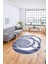 Dijital Lazer Kesim Daire Desen Yıkanabilir Kaymaz Yolluk Mutfak Salon Halısı, Lazer-33-Lacivert, 1