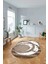 Dijital Lazer Kesim Daire Desen Yıkanabilir Kaymaz Yolluk Mutfak Salon Halısı, Lazer-33-Kahve, 2