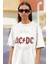 High Ac Dc Voltage Baskılı Unisex Oversize Rock Metal Tişört 2