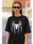 Spider-Man Logo Baskılı Tişört, Oversize Marvel Tişört 2
