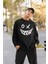 Çizgi Tasarım Gülen Yüz Baskılı Unisex Oversize Sweatshirt 2